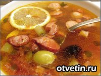 Как приготовить суп с колбасой (солянка сборная мясная)?